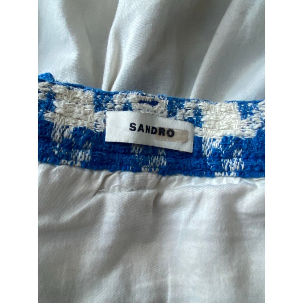 Sandro Sixtine Houndstooth Bouclé Tweed Mini Skirt Blue White Small 4 - Picture 5 of 12